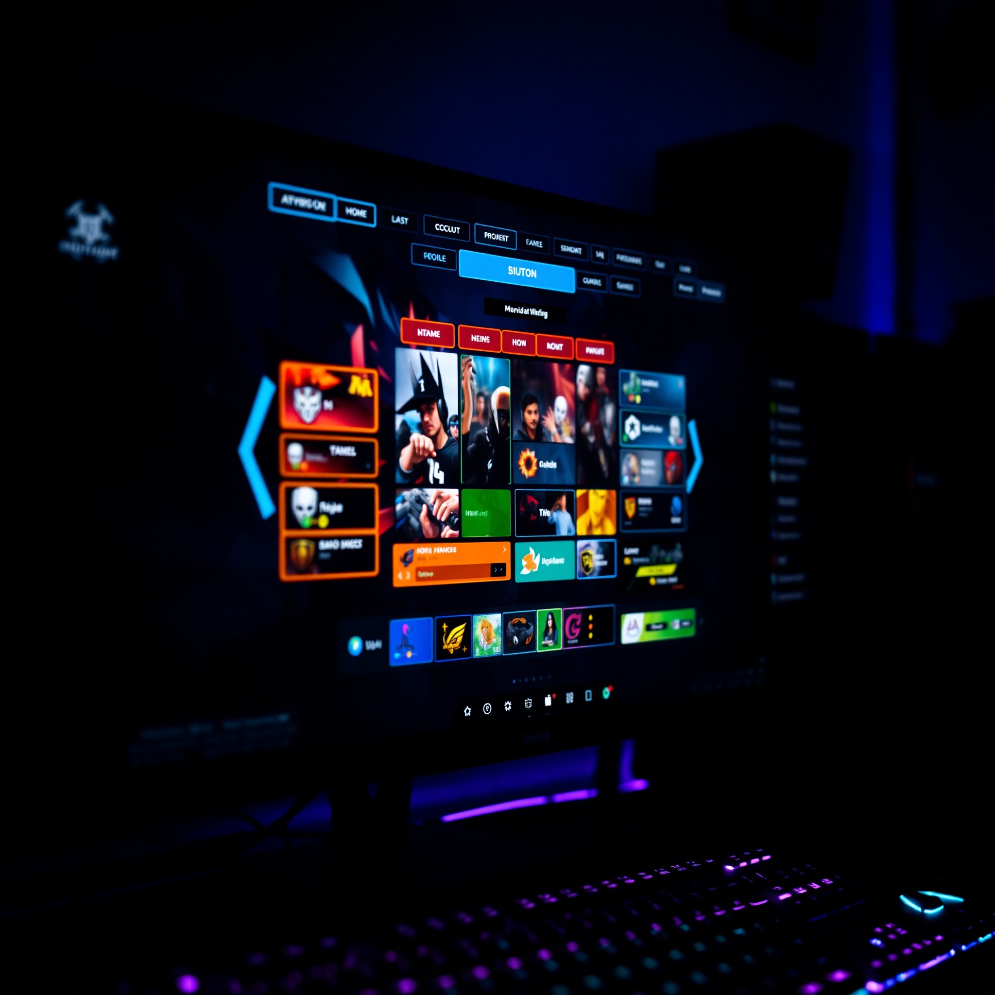 Interfaz de usuario de videojuego moderno con paleta de colores sólidos