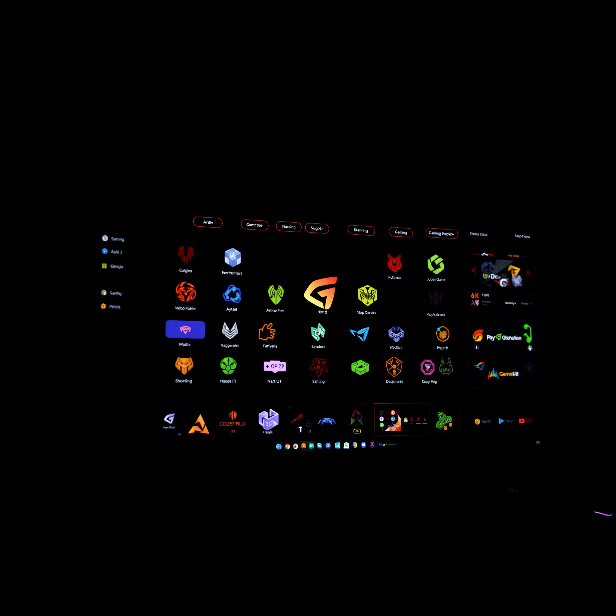 Interfaz moderna de videojuego con paleta de colores sólidos vibrantes, pantalla HUD con elementos de control